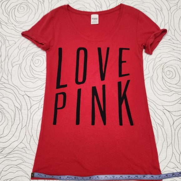 [M] Red/Pink "Love Pink" PINK Victoria's Secret Tee - Picture 3 of 7